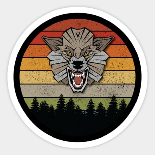 wild wolf retro design Sticker